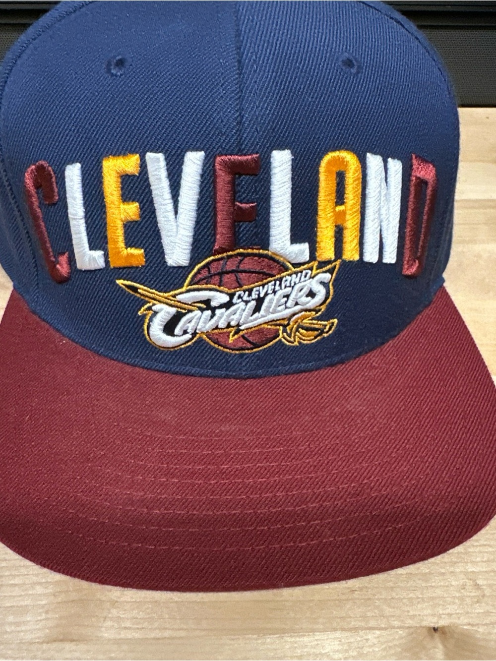 Cleveland Cavs Navy and Maroon Logo Snapback Hat